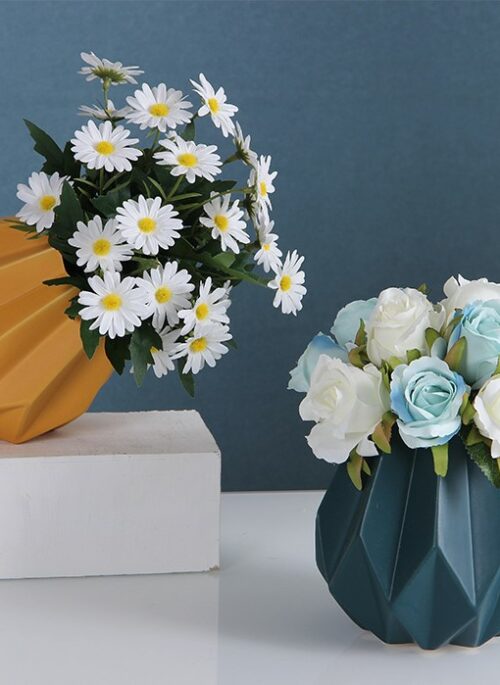 Blue Geometric Ceramic Plant Pot
