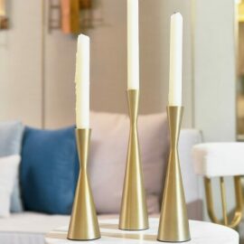 Cone Shaped Gold Candle Holder