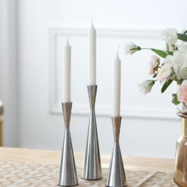 Cone Shaped Silver Candle Holder