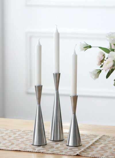 Cone Shaped Silver Candle Holder