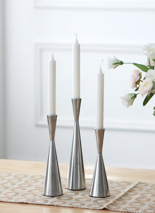 Cone Shaped Silver Candle Holder