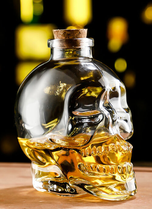 Glass Skull Liquor Bottle