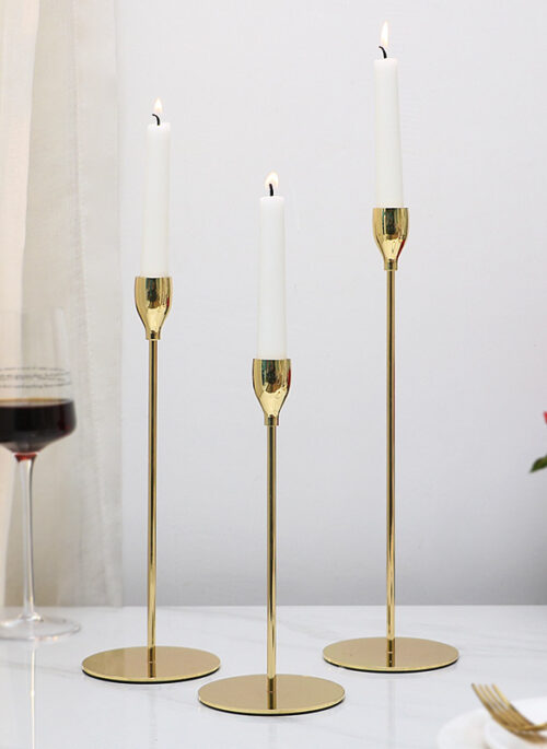 Gold Stick Candle Holder Set of Three
