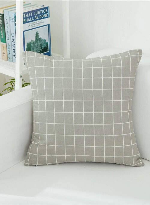 Grey Checkered Throw Pillow