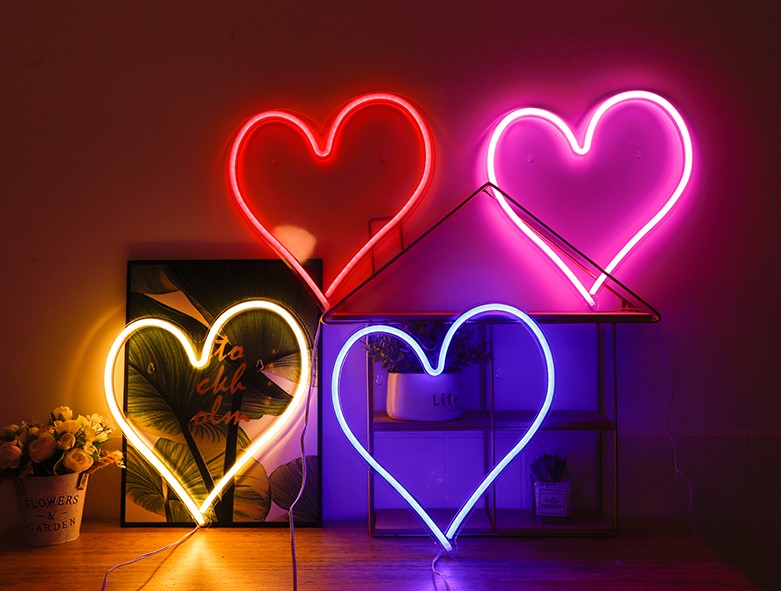 Heart-Shaped Neon Wall Lights