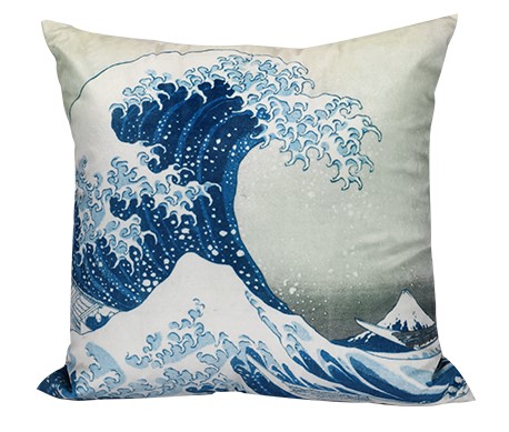 Kanagawa Wave Print Throw Pillow
