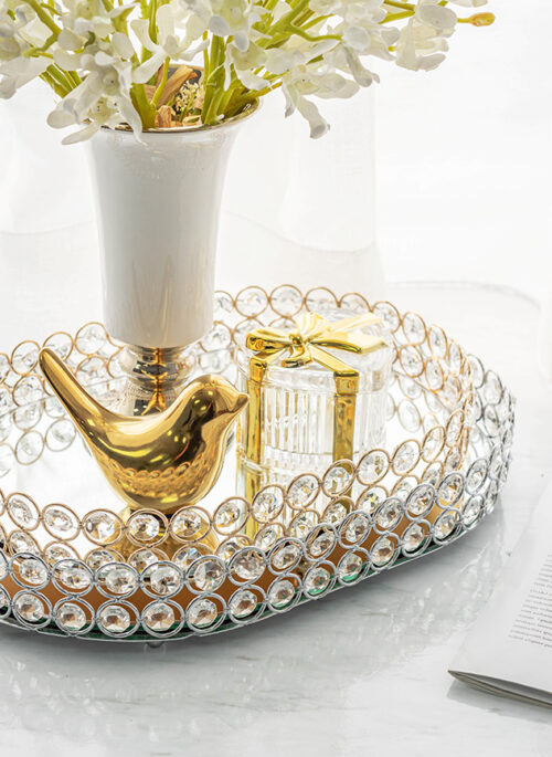 Oval Shaped Tray with Crystals Stones