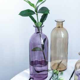 Purple Glass Bottle Vase