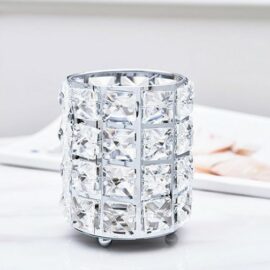 Silver Brush Holder with Crystal Stones