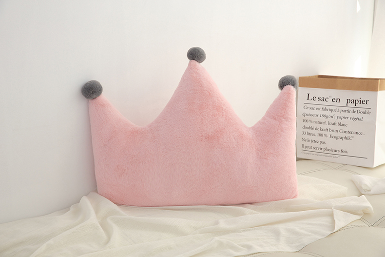 Soft Velvet Pink Crown Pillow