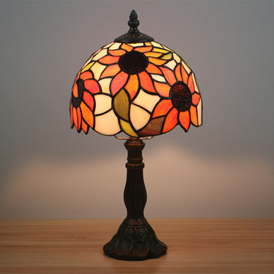 Sunflower Stained Glass Lamp with Resin Base