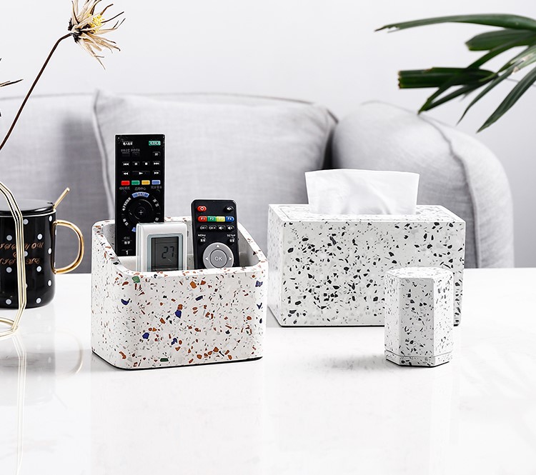 White and Red Terrazzo Organizer