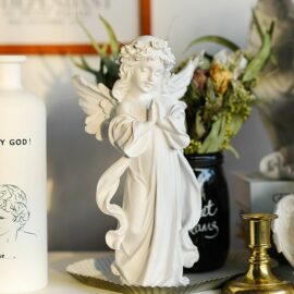 White Resin Praying Angel Sculpture
