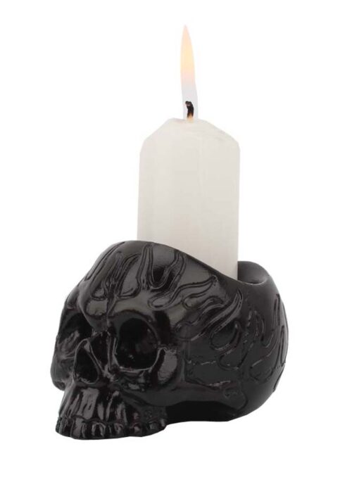 Black Skull Candle Holder