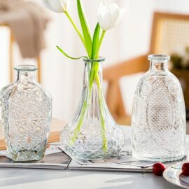 Diamond Pattern Glass Vase