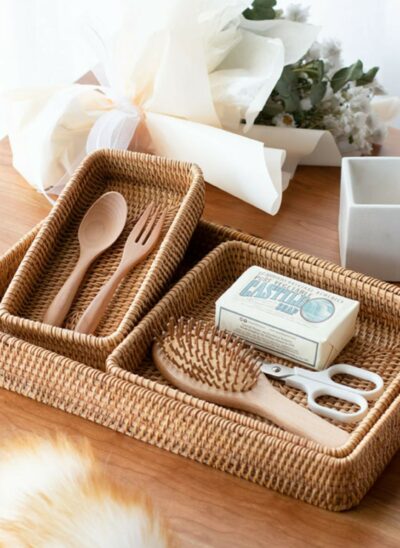 Rectangle Rattan Weave Basket Storage