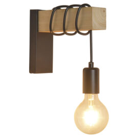 Wall Hanging Lamp with Wood and Edison Bulb