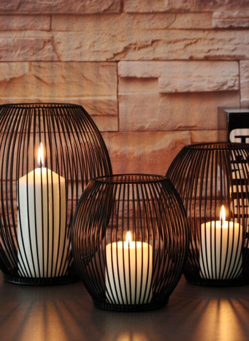 Black Iron Abstract Candle Holders