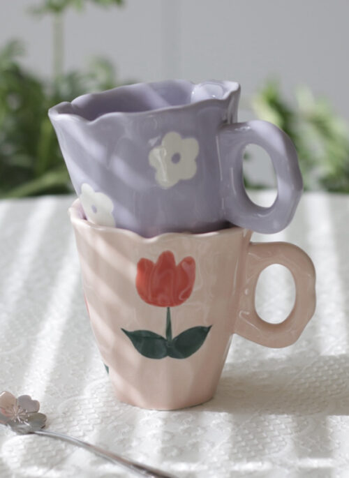 Ceramic Painted Floral Mugs