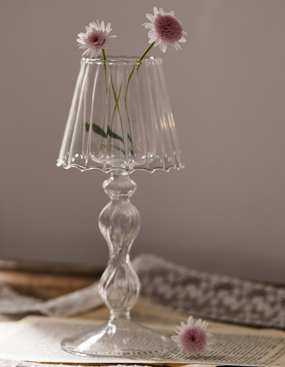 Clear Lamp-Shaped Candle Holder