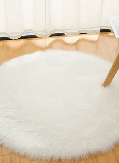 Faux Wool White Round Rug