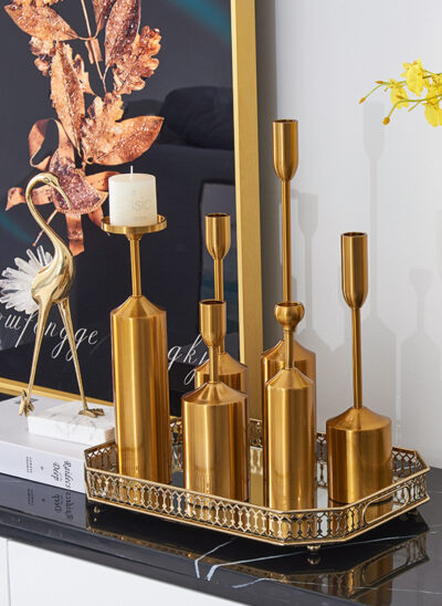 Golden Candle Holders Set