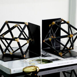 Metal Geometric Cube Bookends