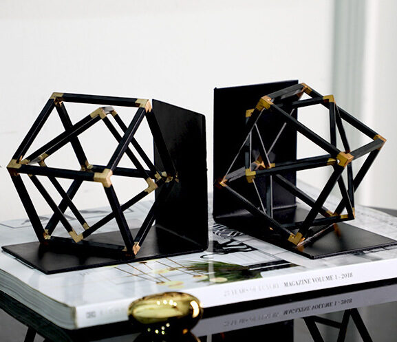 Metal Geometric Cube Bookends