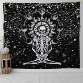 Skeleton Print Black Tapestry