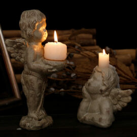 Antique Angel Statuette Candle Holders