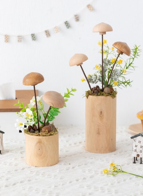 Artificial Wood Mushroom Plant