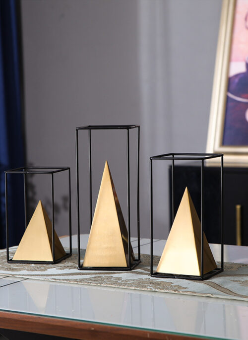 Black and Gold Iron Geometric Table Ornaments