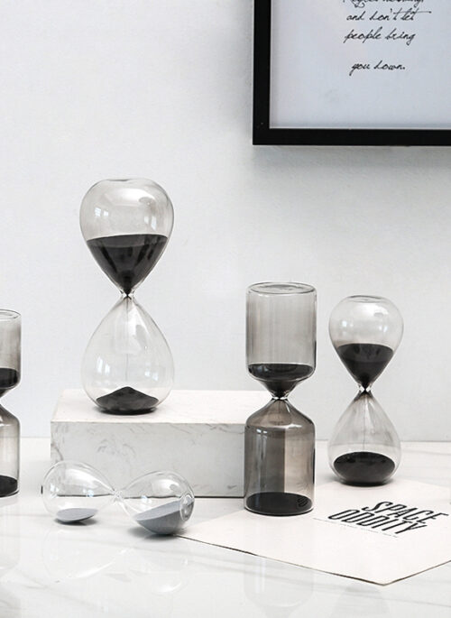 Black and Grey Sand Mini Hourglass