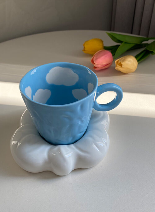 Blue Sky with Clouds Mug and Saucer Set
