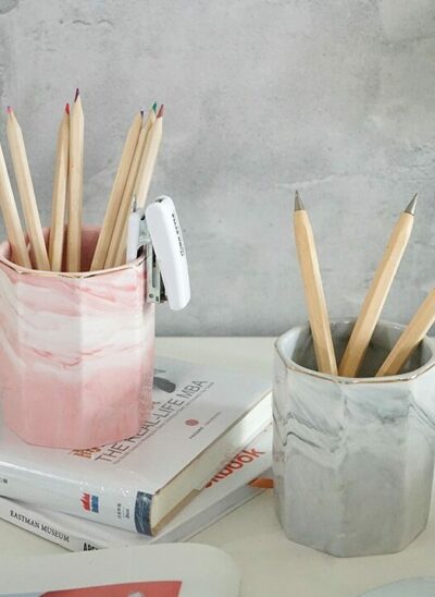 Ceramic Marble Pen and Brush Holder
