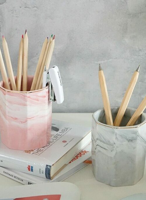 Ceramic Marble Pen and Brush Holder