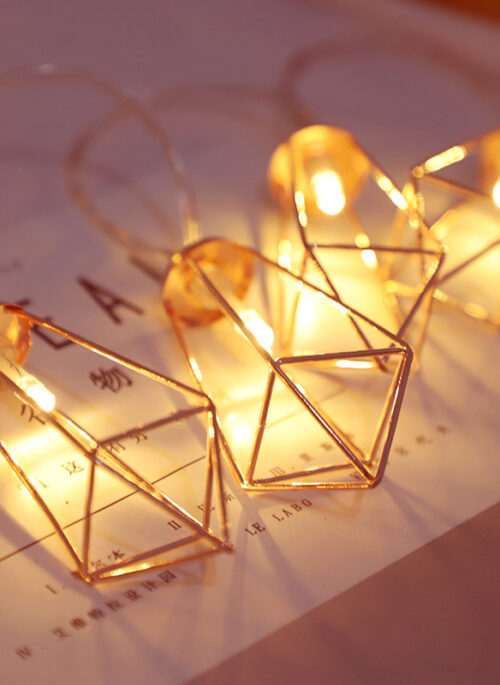 Rose Gold Geometric Diamond Fairy String Lights