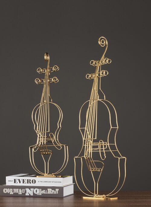 Gold Metal Wired Violin Decor