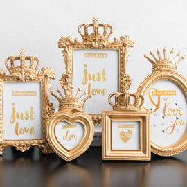 Golden Picture Frames with Crown Embellishment