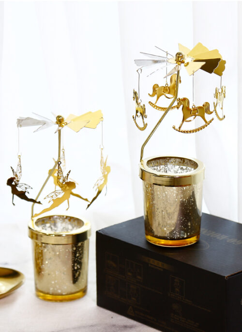 Golden Revolving Mobile Candle Holder