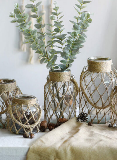 Hemp Rope Covered Glass Jars with Handle