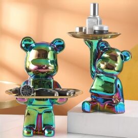 Holographic Resin Bear with Small Tray
