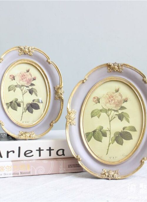 Lavender Engraved Picture Frame with Gold Detailing