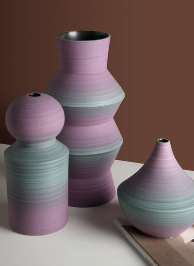 Lilac and Blue Gradient Ceramic Vases