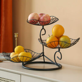 Lotus Leaf-Shaped Hierarchal Iron Wire Fruit Basket