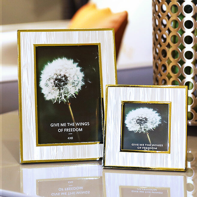 Pearlescent Picture Frames with Gold Lining