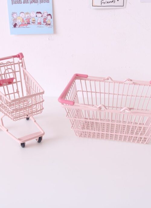 Pink Mini Shopping Cart and Basket Organizers