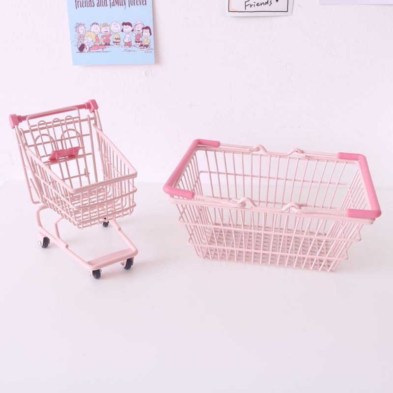 Pink Mini Shopping Cart and Basket Organizers