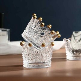 Small Glass Crown Candle Holder