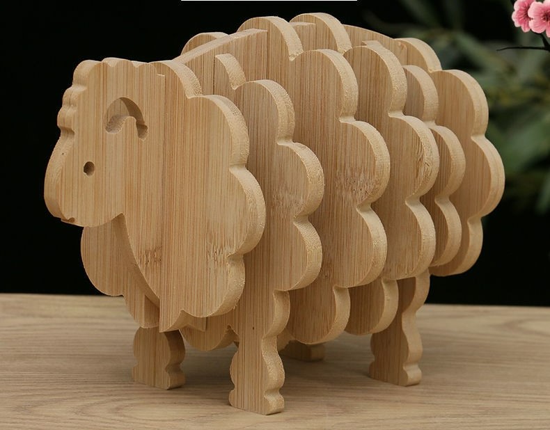 Wood Lamb Stackable Coaster